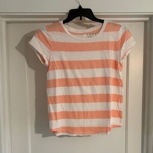 LOFT Peach and White Striped Tee